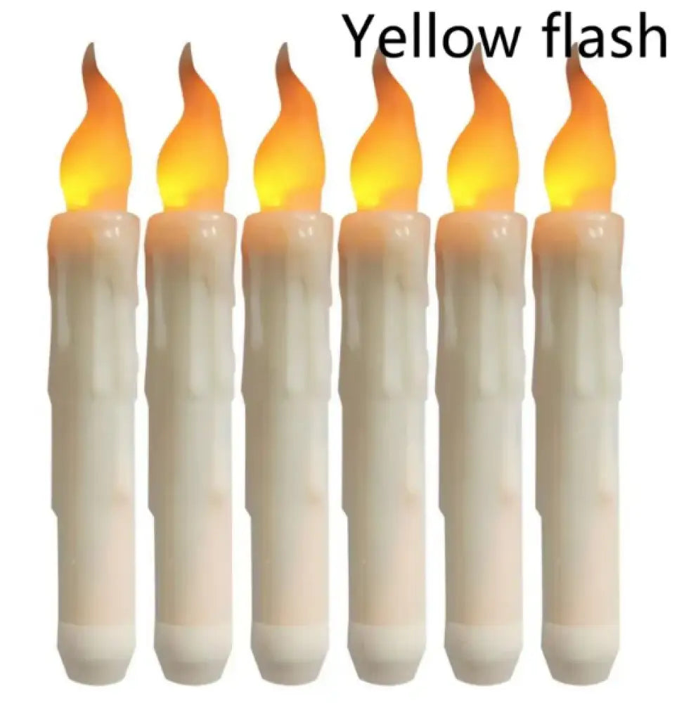Flameless LED Taper Candles - Timed Yellow Flash / 17cmx2cm