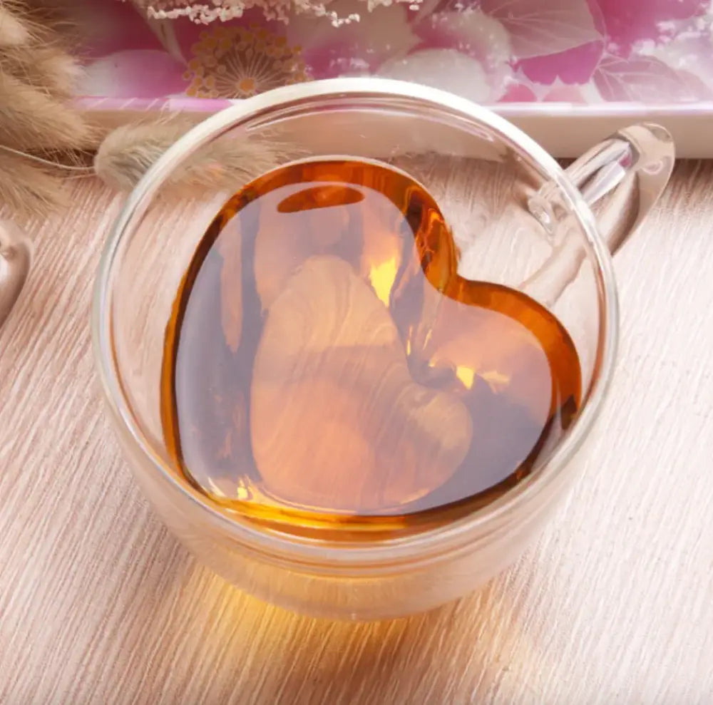 Heart-Shaped Glass Coffee Cup - 240 ml / 1 Cup - Kitchen Supplies