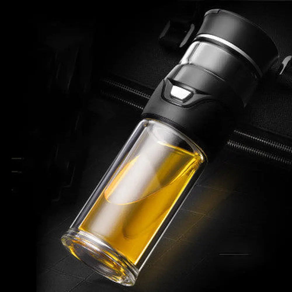 Insulated Stainless Steel Tea Infuser Travel Mug - Elegant black - Kitchen Supplies