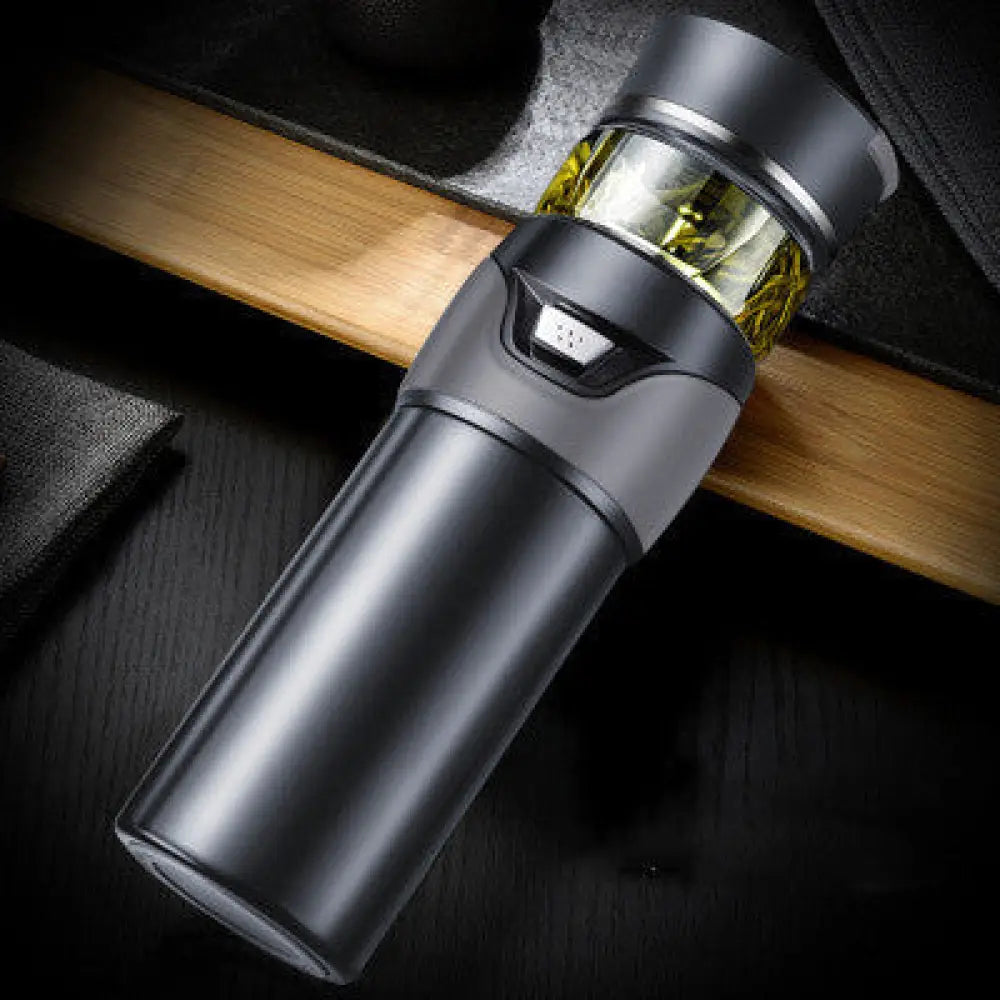 Insulated Stainless Steel Tea Infuser Travel Mug - Gray - Kitchen Supplies