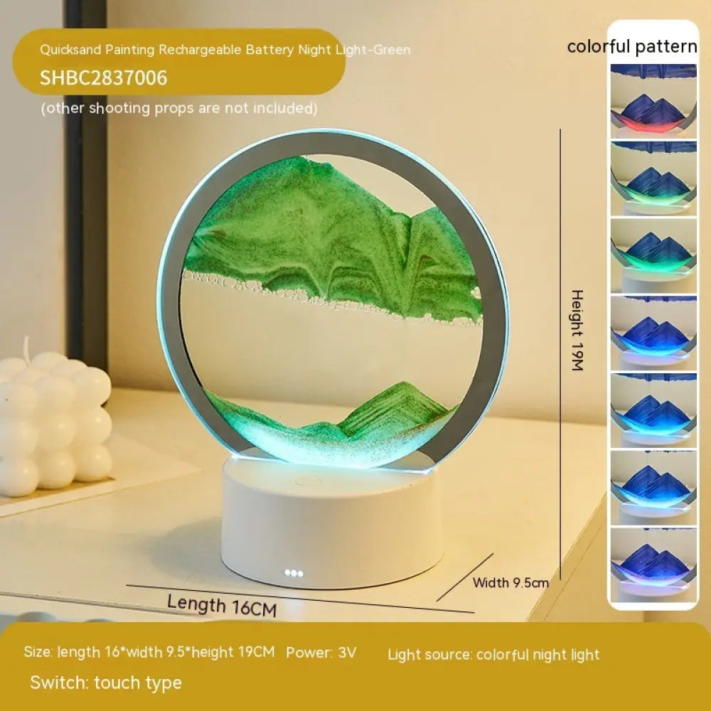 Moving Sand Art LED Lamp - Green