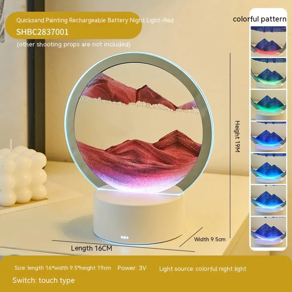 Moving Sand Art LED Lamp - Red
