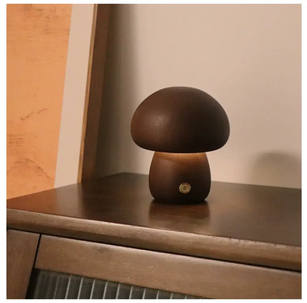 Mushroom Table Lamp - Walnut (D) / D - Home Decor