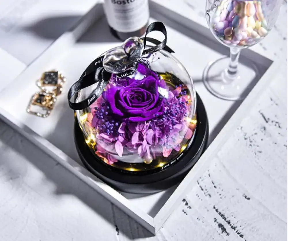 Preserved Rose in Glass Dome - Home Decor