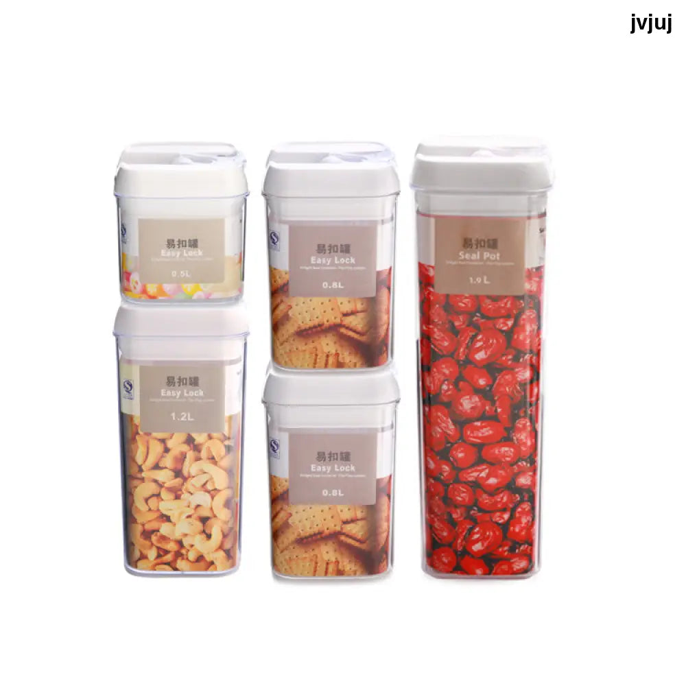 Seven-Piece Plastic Food Storage Container Set - Transparent / 0.5Lx2 plus 0.8Lx2 plus 1.2Lx2 - Kitchen Supplies