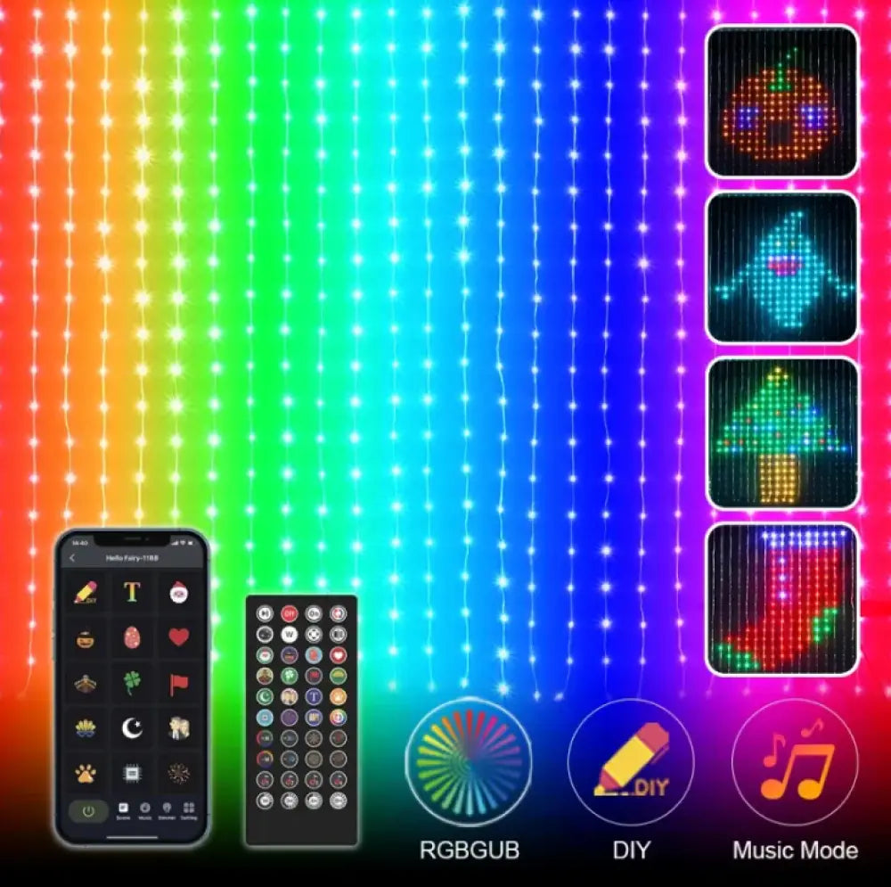 Smart RGB LED Curtain String Lights - Home Decor