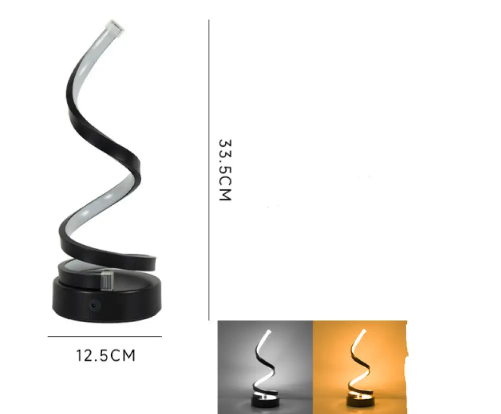 Spiral LED Table Lamp - Warm Light / Black