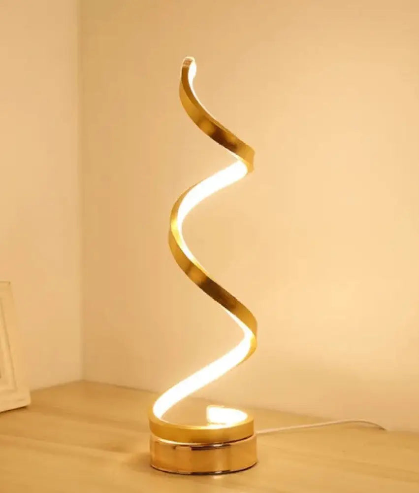 Spiral LED Table Lamp - Warm Light / Brown